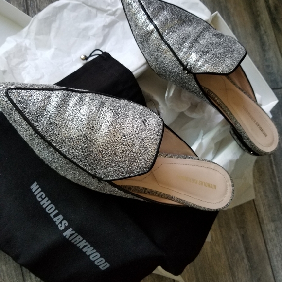 Nicholas Kirkwood Beya Metallic Boucle Mules, size 41 (11B) - Picture 4 of 9